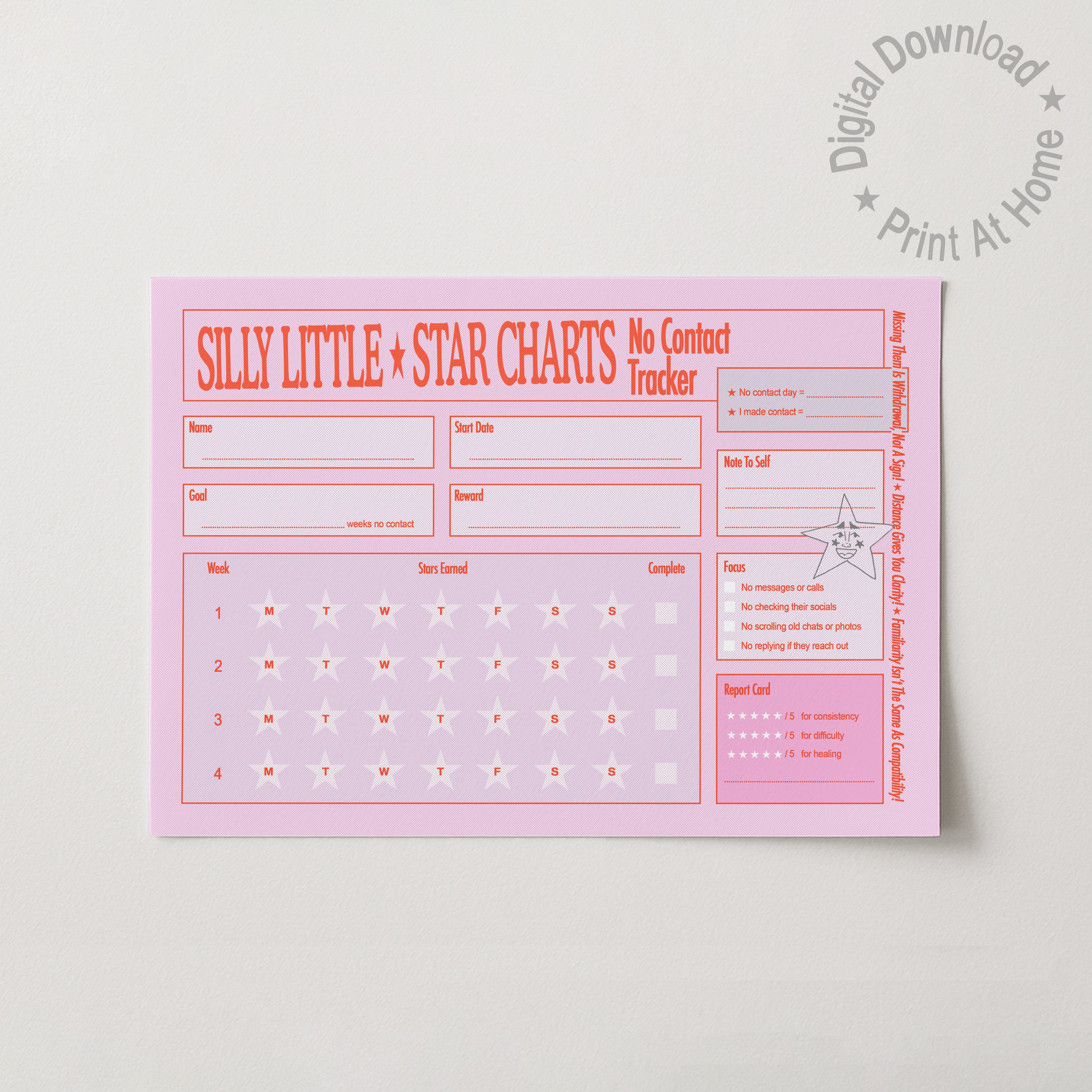 Printable No Contact Tracker