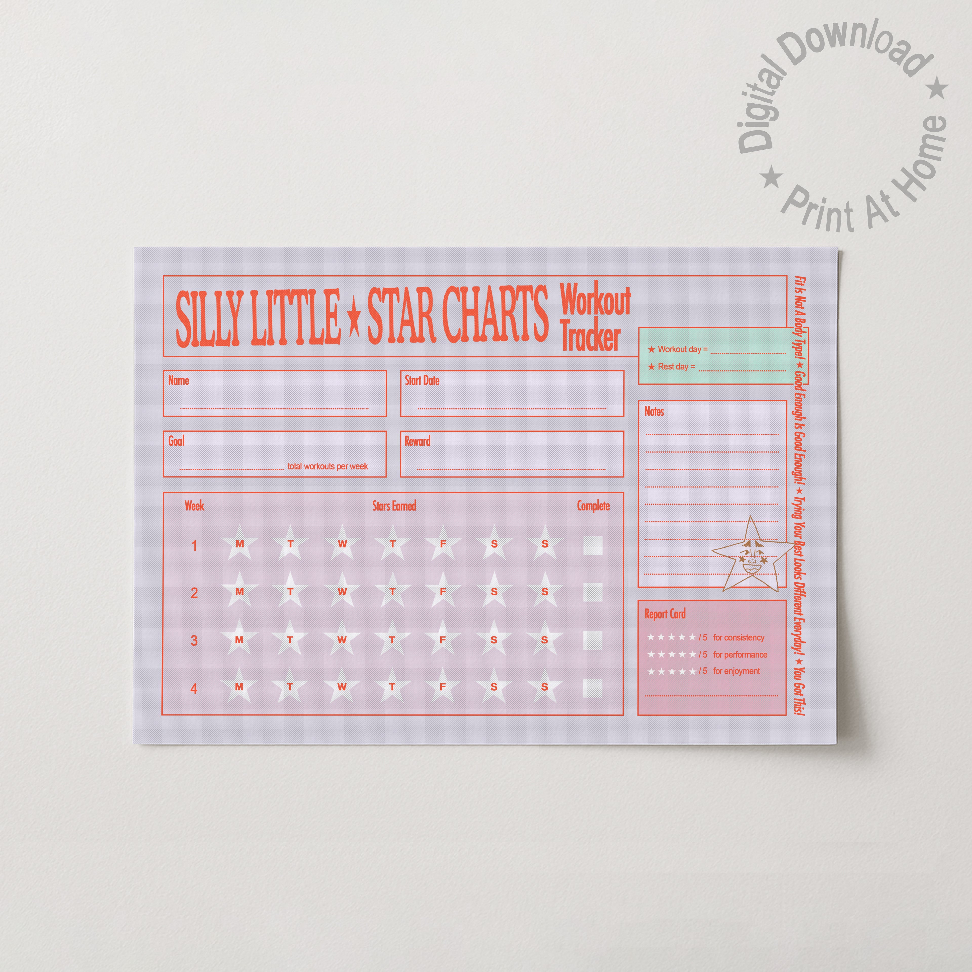 Printable Workout Tracker